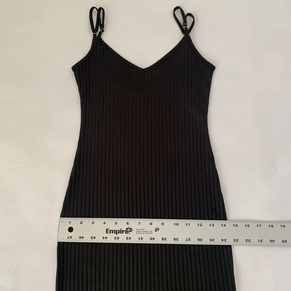 Shein Bodycon Dress Womens Small Black Ribbed Cami Spaghetti Strap Stretch Basic - Picture 10 of 11